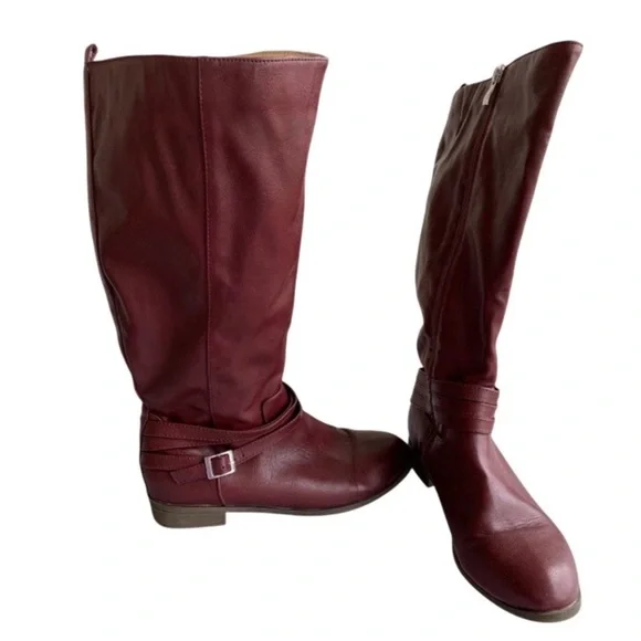 JOURNEE Ivie Boots Knee High Riding Boot Style Wine Color Size 9 Wide Calf VGUC - Picture 4 of 16
